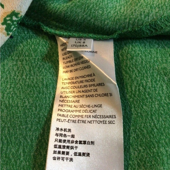 Free People Dress Size 4 Neon Garden Green Floral Mini Fit n Flare  Puff Sleeves - Picture 14 of 14